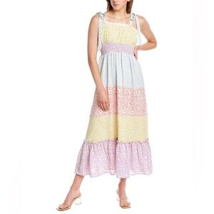 Stellah Mixed Print Tiered Maxi Dress Sz-L